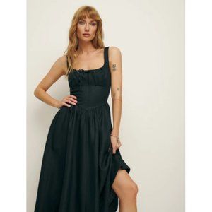 NWOT Reformation Balia Linen Dress in Black Sleeveless Midi